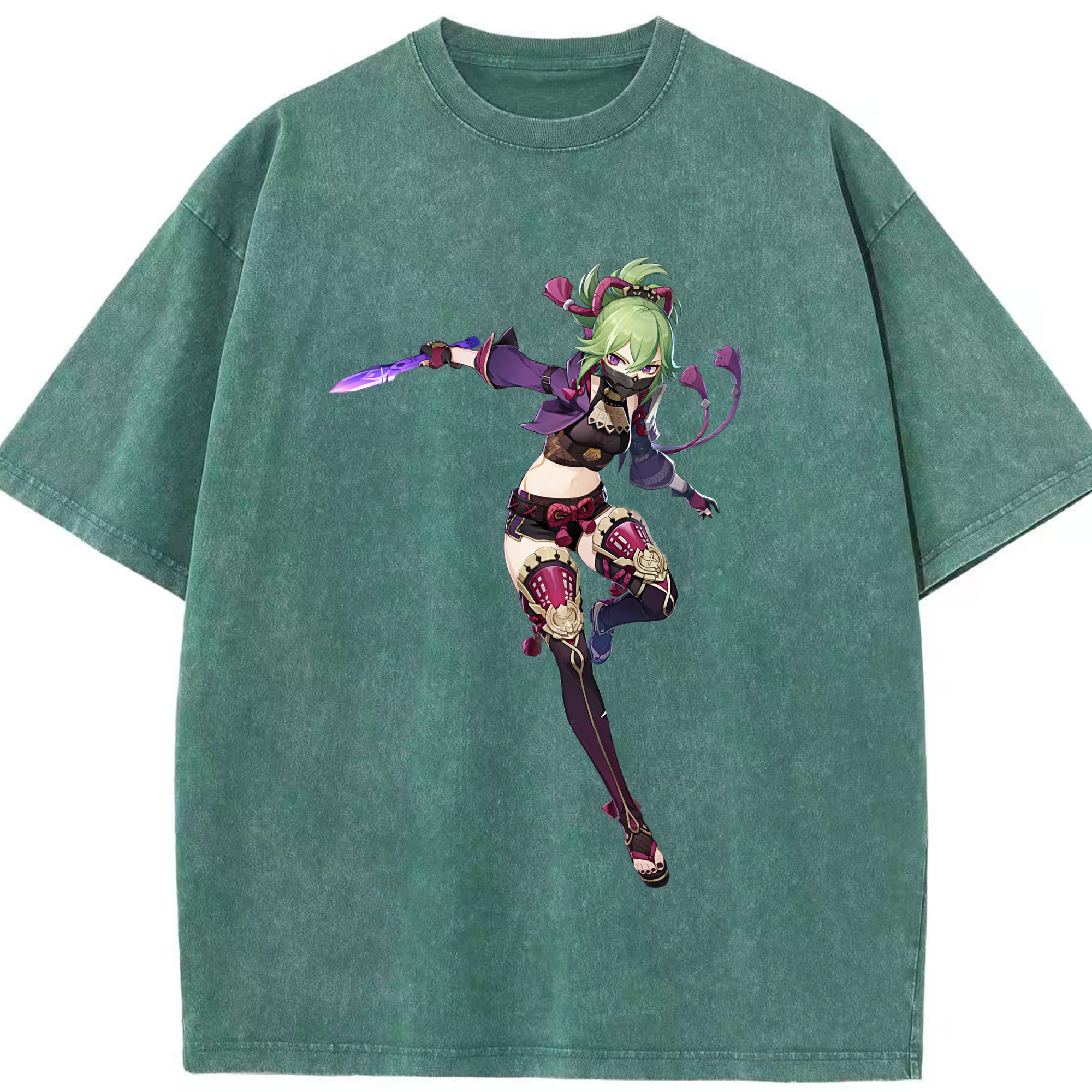 げんし神  久岐忍 くき しのぶ genshin Kuki Shinobu 綿100% ヴィンテージ風 半袖Tシャツ（フロントプリント）